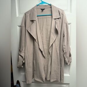 Versona Taupe Open-Front Trench Coat